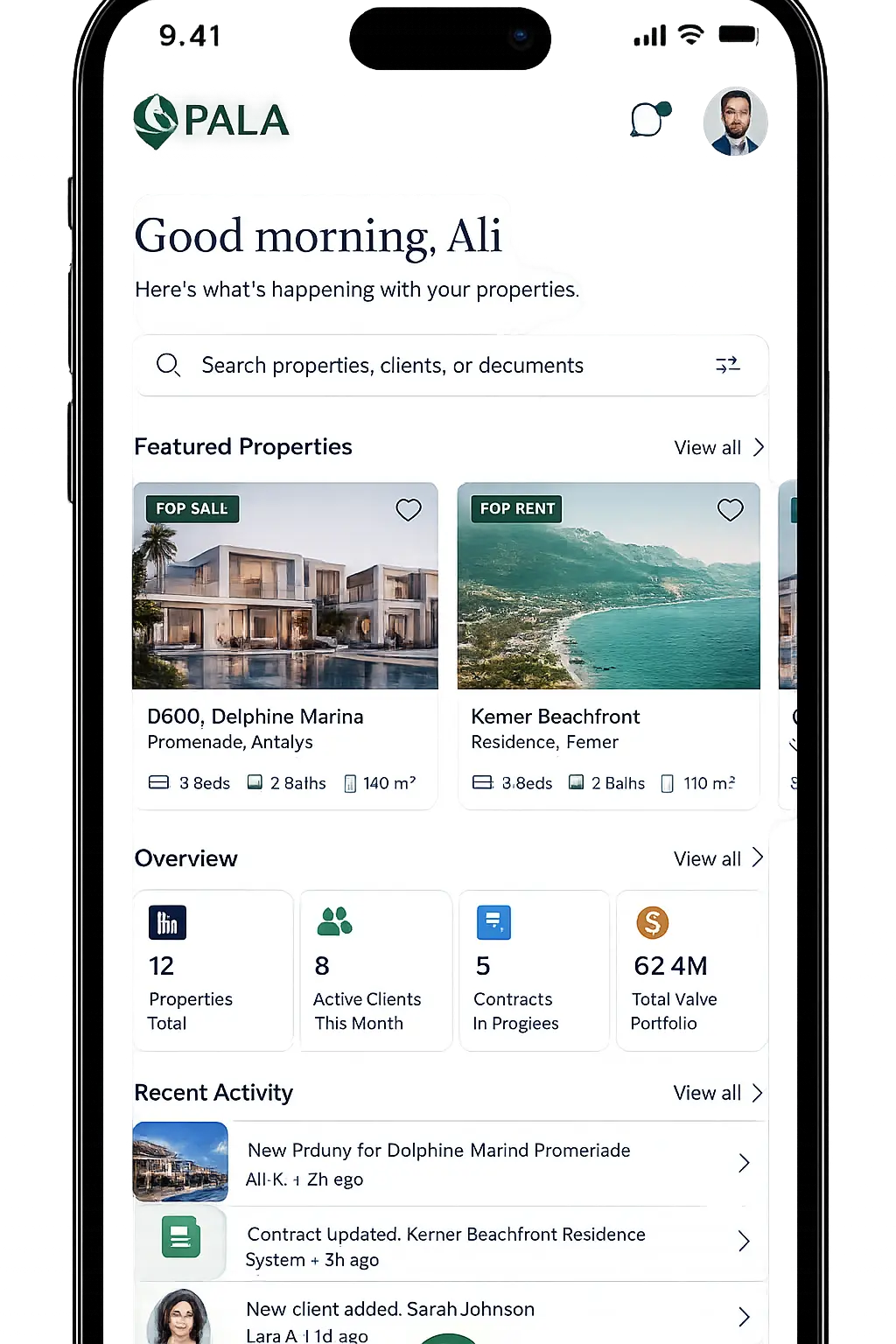 The Pala Realty app on iPhone